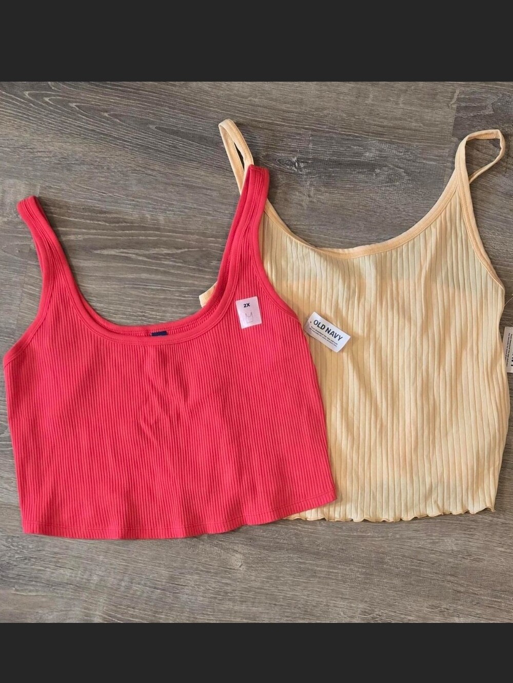 2 Old Navy Ribbed Cropped Tank Tops - Coral & Peach